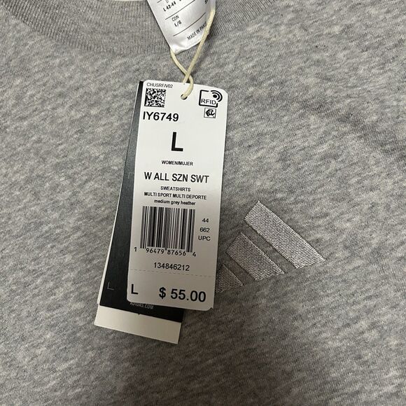 Adidas Womens All SZN Grey Crewneck Size Large Loose Fit IY6749 - Picture 3 of 10